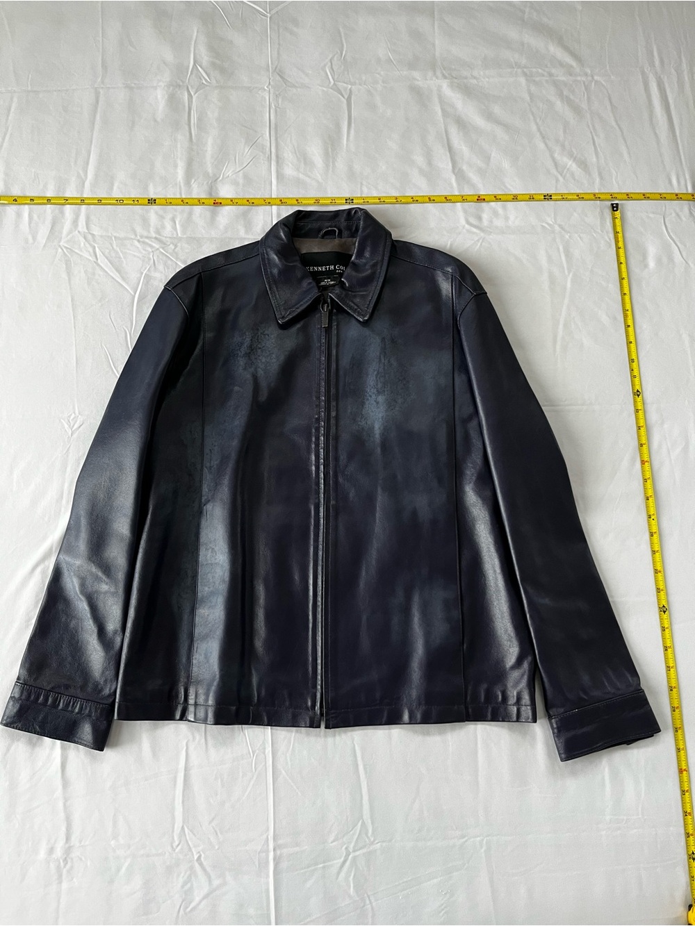 Kenneth Cole Men's Purple Leather Zip-Up Jacket